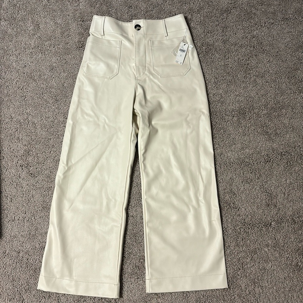 Anthropologie Maeve Collette pant in cream faux leather